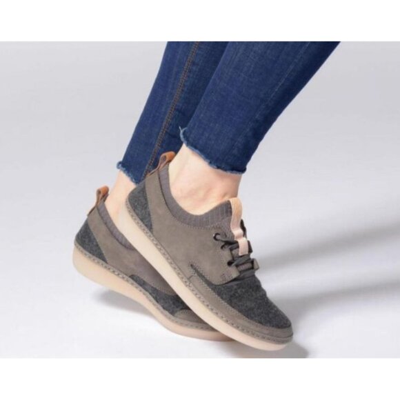 Clarks Nature Women's Dark Gray Combi Lace-Up Trainers Sneakers Size US 9M - Picture 2 of 15